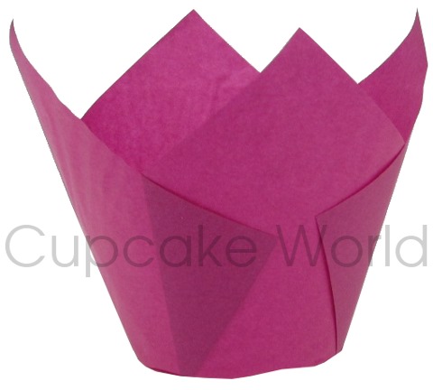 25PC CAFE STYLE HOT PINK PAPER CUPCAKE MUFFIN WRAPS JUMBO - Click Image to Close